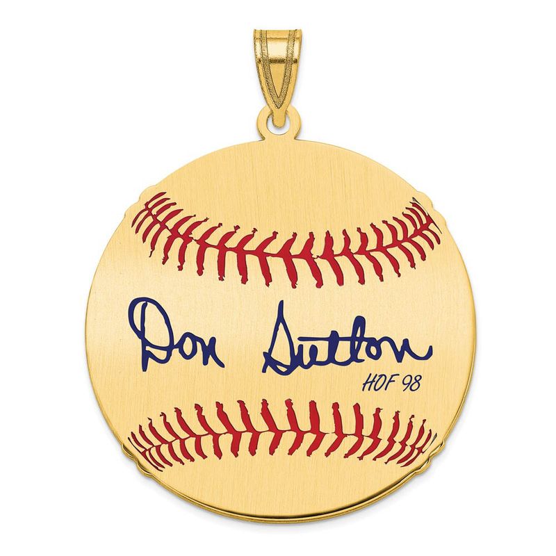14k Gold Plated Don Sutton Signature Lg Enamel Baseball Pendant
